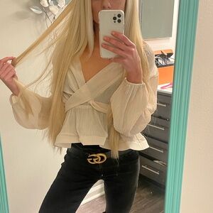 Cream Wrap Blouse